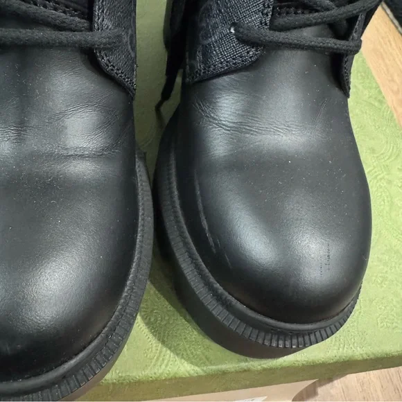 Gucci Apollo Calfskin GG Supreme Nappa Samoa Quilted Ankle Boots 38 Black - Picture 3 of 8